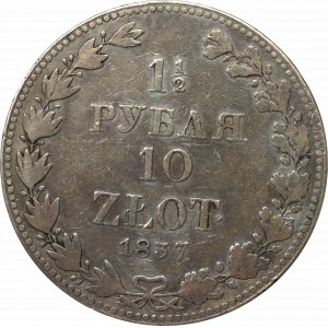 Zabór rosyjski, Mikołaj I, 1-1/2 rubla=10 złotych 1837 MW, Warszawa