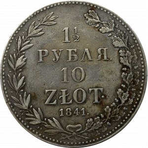 Poland under Russia, Nicholas I, 1-1/2 rouble=10 zloty 1841 MW, Warsaw