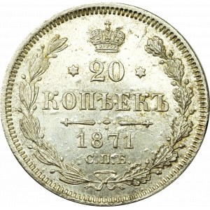 Russia, Alexander II, 20 kopecks 1871 HI