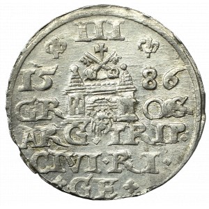 Stefan Batory, Trojak 1586, Riga - kleiner Kopf