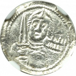 Ladislaus II. der Verbannte, Denar, Krakau - Fürst Palisade und Bischof - UNSIGNED NGC MS63