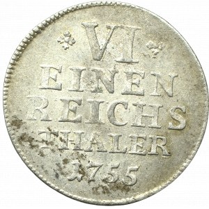 Germany, Brandenburg-Ansbach, 1/6 thaler 1755