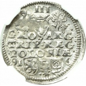Sigismund III Vasa, Trojak 1596, Poznań - RARE - NGC MS62