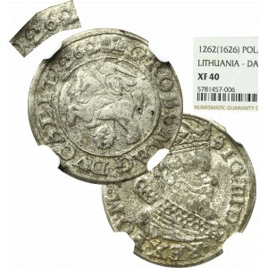 Sigismund III Vasa, Pfennig 1626, Vilnius - Seltenheit Datumsfehler 1262 NGC XF40