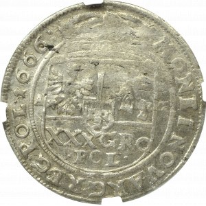 John II Casimir, 30 groschen 1666, Bromberg - NGC AU53