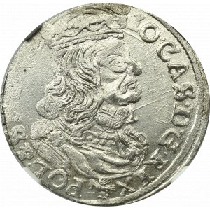 John II Casimir, 6 groschen 1661, Posen - NGC UNC Details