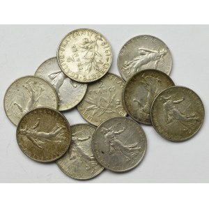 France, Lot of 2 francs 1915-19 (10 ex)