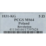 Powstanie Listopadowe, 5 złotych 1831 - PCGS MS64