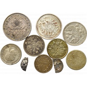 Zestaw monet świata w tym antyk i srebro