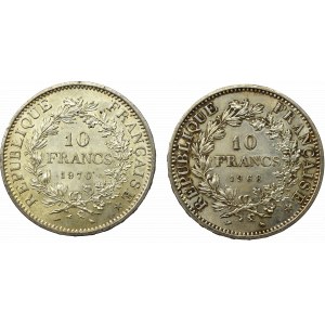 Francja, zestaw 10 franków 1970 i 1968
