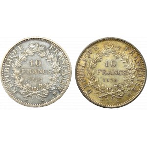 Francja, zestaw 10 franków 1970 (2 szt.)