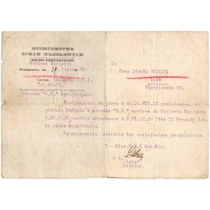 II RP, Pismo Ministerstwa Spraw Wojskowych w sprawie Krzyża Walecznych IX Brygada Jazdy
