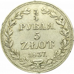 Poland under Russia, Nicholas I, 3/4 rouble=5 zloty 1837 Warsaw