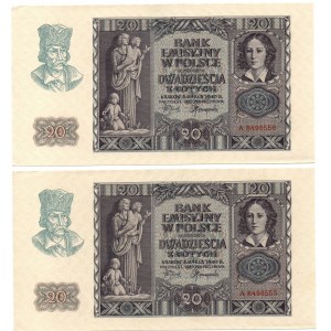 GG, zestaw z paczki - 2 x 20 złotych 1940 A