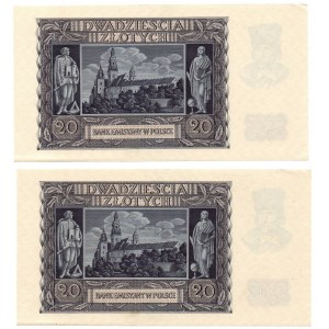 GG, zestaw z paczki - 2 x 20 złotych 1940 A