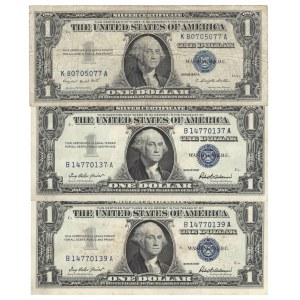 USA, set of banknotes 1 dollar (3 pcs)
