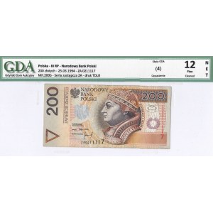 III RP, 200 złotych 1994 ZA - seria zastępcza - GDA 12