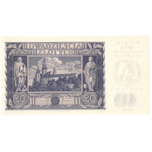 II RP, 20 złotych 1936 AY - z nadrukiem