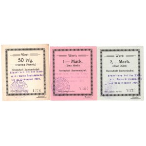 Zaniemyśl, 50 fenigów, 1 i 2 marki 1914, 3 egzemplarze