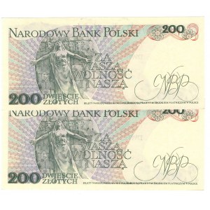 PRL, 200 złotych 1988 - zestaw 2 egzemplarze EB