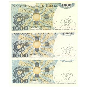 PRL, 1000 złotych 1982 - zestaw 3 egzemplarze - Serie HT, EB, FG