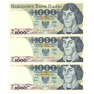 PRL, 1000 złotych 1982 - zestaw 5 egzemplarzy Serie HP i KA