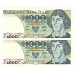 PRL, 1000 złotych 1982 - zestaw 5 egzemplarzy Serie HP i KA