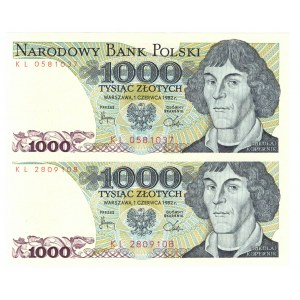PRL, 1000 złotych 1982 - zestaw 2 egzemplarze KL