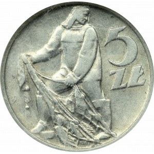 PRL, 5 złotych 1958 Rybak - wąska ósemka