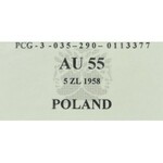 PRL, 5 złotych 1958 Rybak - wąska ósemka