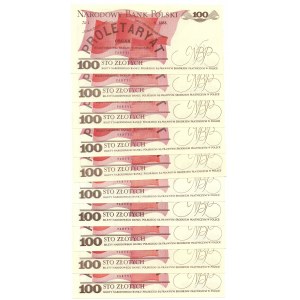 PRL, 100 złotych 1986, 1988 - zestaw 10 egzemplarzy - różne serie