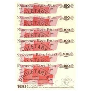PRL, 100 złotych 1986, 1988 - zestaw 6 egzemplarzy - różne serie