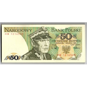 PRL, 50 złotych 1988 HW - część paczek bankowych 44 egzemplarzy