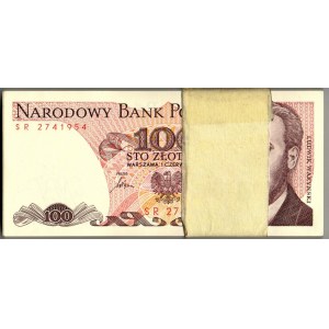 PRL, 100 złotych 1986 SR - niepełna paczka bankowa (95 egzemplarzy)