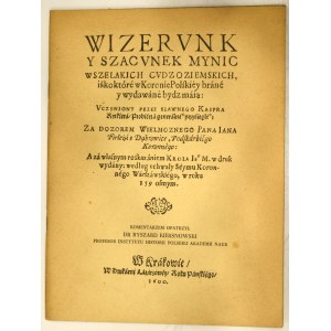 Kaser Rytkier - Wizerunek i szacunek mynic wszelakich cudzoziemskich, Kraków 1600 (reprint)