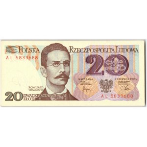 PRL, 20 złotych 1982 AL, część paczki bankowej - 21 egzemplarzy