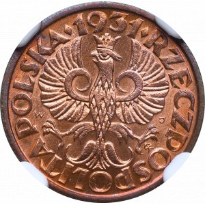 II Republic of Poland, 1 groschen 1931 - NGC MS66 RB