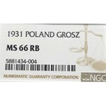 II Republic of Poland, 1 groschen 1931 - NGC MS66 RB