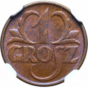 II Rzeczpospolita, 1 grosz 1934 - NGC MS65 BN