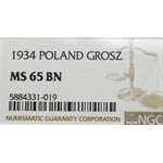 II Republic of Poland, 1 groschen 1934 - NGC MS65 BN