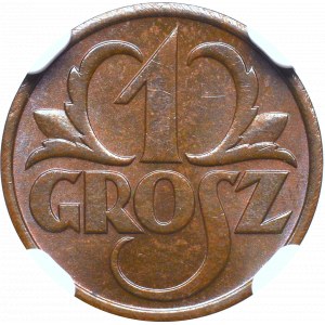 II Rzeczpospolita, 1 grosz 1937 - NGC MS64 BN