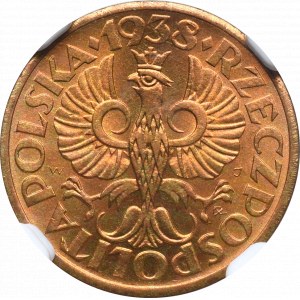 II Republic of Poland, 1 groschen 1938 - NGC MS67 RD