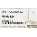 II Republic of Poland, 2 groschen 1937 - NGC MS66 RD
