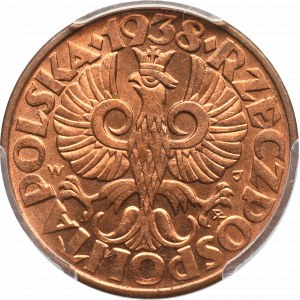 II Rzeczpospolita, 5 groszy 1938 - PCGS MS65 RD