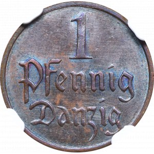 Wolne Miasto Gdańsk, 1 fenig 1929 - NGC MS63 BN