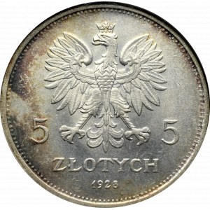 II Rzeczpospolita, 5 złotych 1928 Nike ZZM, Warszawa - NGC MS64