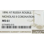 Rosja, Mikołaj II, Rubel koronacyjny 1896 АГ - NGC MS61