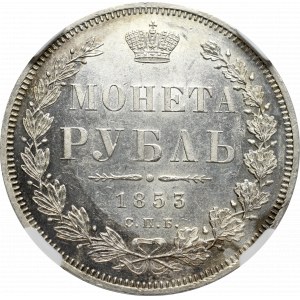 Russia, Nicholas I, Rouble 1853 HI - NGC MS62