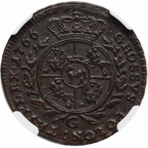 Stanisław August Poniatowski, Trojak 1766 G - NGC AU55BN