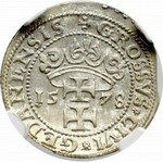 Stefan Batory, Grosz 1578, Gdańsk - NGC MS62